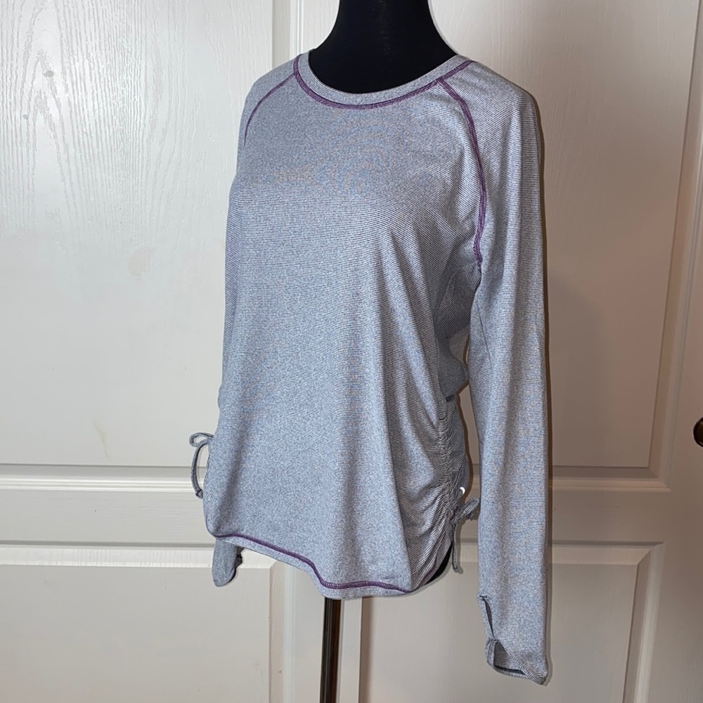 LUCY LONG SLEEVE PURPLE MINI STRIPE ATHLETIC LONG SLEEVE